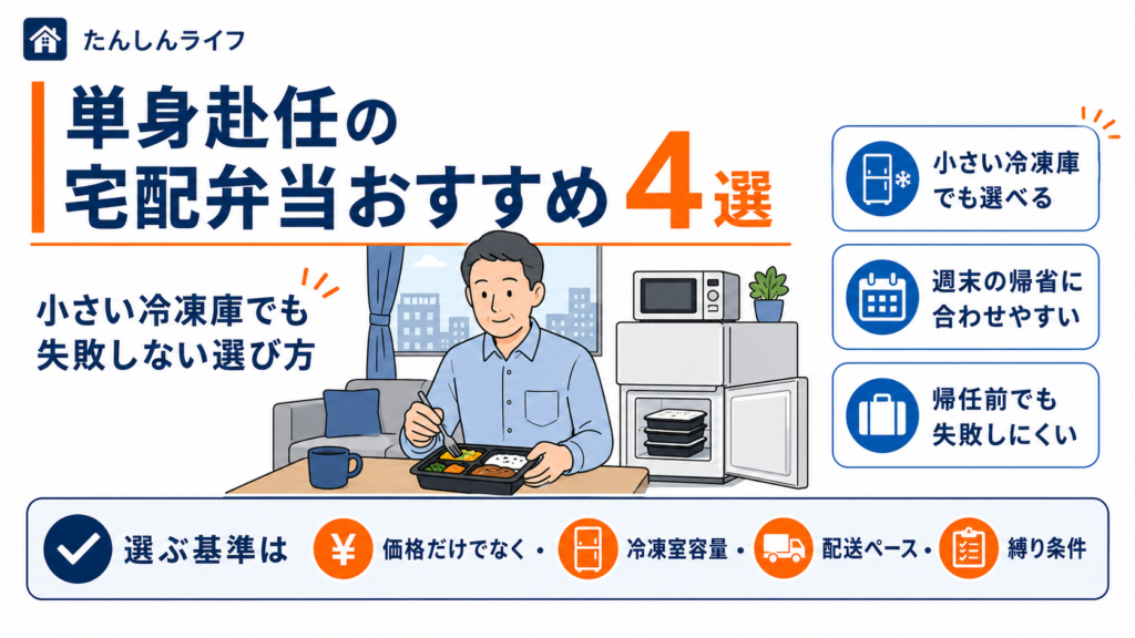 単身赴任向け宅配弁当の選び方を比較したアイキャッチ画像