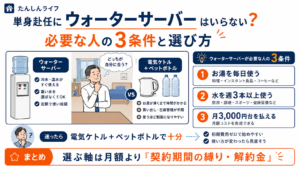 単身赴任にウォーターサーバーが必要かを3条件で判断する比較ガイド